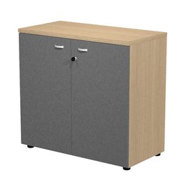 Armadio basso con ante Essence - con serratura - 90 x 46 x 85 cm - rovere/antracite