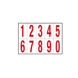 101817 Numeri adesivi da 0 a 9 - in PVC - 56 x 99 mm - 10 et/fg - 1 foglio - rosso/bianco