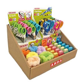 102243 Forbici e temperamatite in più versioni - colori assortiti - Arda - display 62 pezzi totali