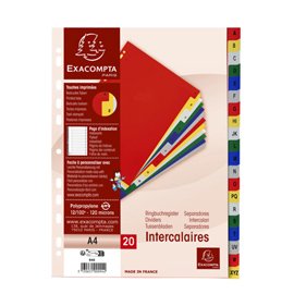 102330 Separatore alfabetico A/Z - colori assortiti 160 gr - tasti colorati - A4 - Exacompta