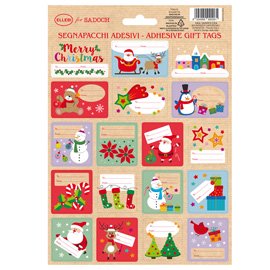 102712 Foglio 18 segnapacchi adesivi - con stampa in oro - motivi natale - Rex Sadoch