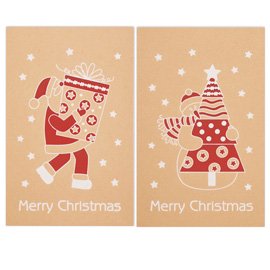 Biglietto Natale - doppio - 9 x 14 cm - cartoncino - fantasie assortite - avana - Rex Sadoch