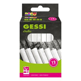 103094 Gessetti tondi - ø 10 x 81 mm - bianco - Deco - Scatola 12 gessetti tondi