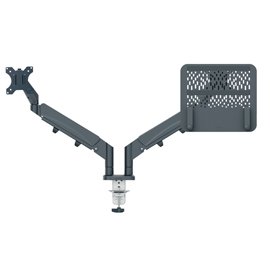 Braccio salvaspazio  - per 2 monitor & laptop - grigio scuro - Leitz