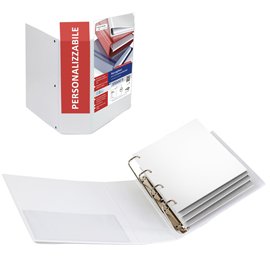 25502 Raccoglitore personalizzabile Stelvio TI - 22 x 30 cm - 4 anelli a Q 65 mm - dorso 9 cm - bianco - Sei Rota