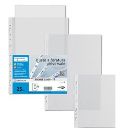 25993 Buste forate Ercole - PVC liscio - 22 x 30 cm - trasparente - Sei Rota - conf. 25 pezzi
