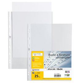 26002 Buste forate Atla - medium - buccia - 18 x 24 cm - trasparente - Sei Rota - conf. 25 pezzi