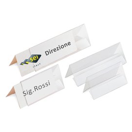 26099 Portanome da tavolo Prisma - 15 x 5 cm - PVC trasparente - Sei Rota - conf. 10 pezzi