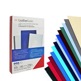 26994 Copertine LeatherGrain - A4 - 250 gr - blu scuro - GBC - conf. 100 pezzi
