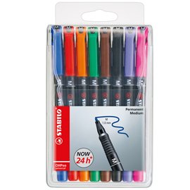 27732 Pennarello OHPen universal permanente 843 - punta media 1 mm - colori assortiti - Stabilo - conf. 8 pezzi