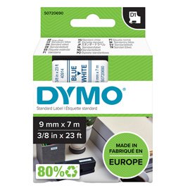 27847 Nastro D1 standard 409140 - 9 mm x 7 mt - PL - blu/bianco - Dymo