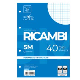 28831 Ricambi forati Quaxima - A5 - 5 mm - 80 gr - 40 fogli - Pigna
