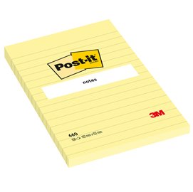 Blocco foglietti - 660 - a righe - 102 x 152 mm - giallo Canary - 100 fogli - Post-it
