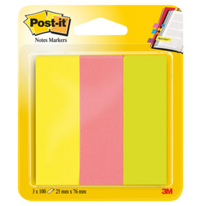 Segnapagina Post-it in carta - 671-3 - 25 x 76 mm - 3 colori Neon - Post-it - conf. 300 pezzi