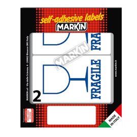 32426 Etichette adesive - in carta - permanenti - 115 x 70 mm - 2 et/fg - 10 fogli - fragile - bianco - Markin