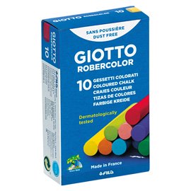 35271 Gessetti Robercolor - lunghezza 80mm con diametro 10mm - colorati - Giotto - Scatola 10 gessetti tondi