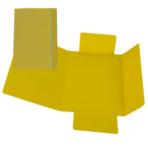 Cartella 3 lembi con elastico - A5 - dorso variabile - cartone plastificato - giallo - Cartotecnica del Garda