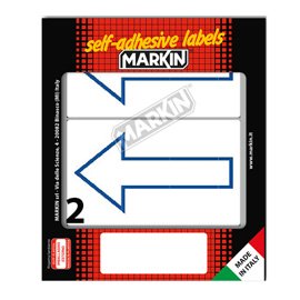 Etichette adesive - in carta - permanenti - 115 x 70 mm - 2 et/fg - 10 fogli - simbolo freccia blu (alto) - bianco - Markin