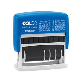 Timbro Mini Info Dater S120/WD Datario + Polinomio - 12 diciture 4 mm - autoinchiostrante - Colop