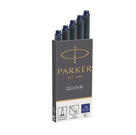 39142 Cartucce standard inchiostro Quink - lunghezza 75 mm - blu - Parker - scatola 5 pezzi