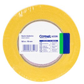 53143 Nastro biadesivo - 19 mm x 50 m - PP - trasparente - Comet