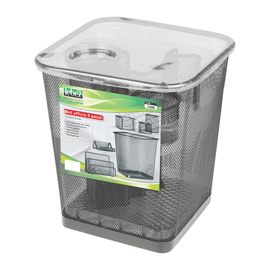 58002 Set scrivania - 6 accessori - rete metallica - argento - Lebez