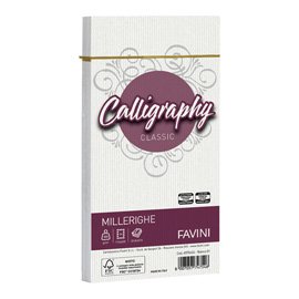 61549 Busta Calligraphy Millerighe - 110 x 220 mm - 100 gr - bianco 01 - Favini - conf. 25 pezzi
