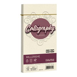 61550 Busta Calligraphy Millerighe - 110 x 220 mm - 100 gr - avorio 02 - Favini - conf. 25 pezzi