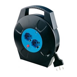 62239 Prolunga con avvolgicavo da 8 mt - 2 prese Schuko/bipasso - MKC