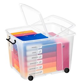 64595 Contenitore multiuso Strata con coperchio e ruote - 58x48x41 cm - PPL - trasparente - 75 L - Cep