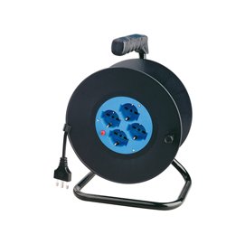 65284 Prolunga con avvolgicavo da 25 mt - 4 prese Schuko/bipasso - MKC