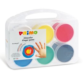 71086 Ditacolor colori a dita - 100ml - c/pennello - Primo - valigetta 6 colori