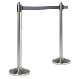 74568 Colonnina segnapercorso cromata - altezza 100 cm - nastro retrattile grigio da 210 cm - Securit