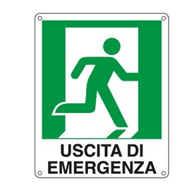 76911 Cartello segnalatore - 25x31 cm - USCITA DI EMERGENZA (destra) - alluminio - Cartelli Segnalatori