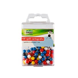77090 Spilli cartografici a sfera - colori assortiti - Lebez - scatola 100 pezzi