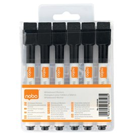77110 Pennarelli magnetici per lavagne bianche - nero - Nobo / Rexel - conf. 6 pezzi
