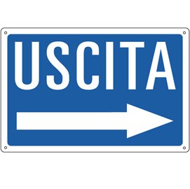 79825 Cartello segnalatore - 30x20 cm - USCITA --> - alluminio - Cartelli Segnalatori
