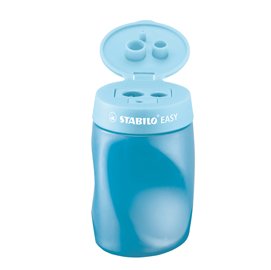 79895 Temperamatite Easy con contenitore - 3 fori - ergonomico - blu - per mancini - Stabilo