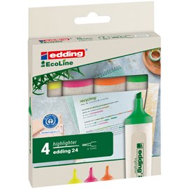 Evidenziatore 24 EcoLine - punta scalpello - da 2 a 5 mm - colori assortiti - Edding - astuccio 4 pezzi