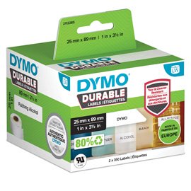 Rotolo 350 etichette LW Durable 1933081 - 25 x 89 mm - PP - bianco - Dymo - conf. 2 rotoli