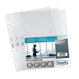 80577 Buste forate L'Originale - Top - liscio - 30 x 42 cm (libro) - trasparente - Favorit - conf. 10 pezzi