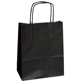 Shopper Twisted - maniglie cordino - 14 x 9 x 21 cm - carta kraft - nero - Mainetti Bags - conf. 25 pezzi