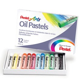 82442 Pastelli a olio - lunghezza 60 mm - colori assortiti - Pentel - astuccio 12 pezzi