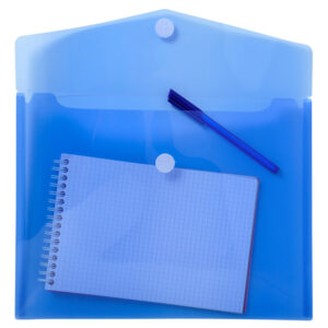 Busta a tasca con chiusura in velcro - PPL - 24 x 32 cm - blu/trasparente - Exacompta