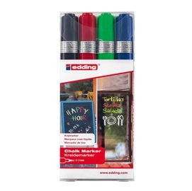 83101 Marcatore a gesso liquido 4095 - punta tonda - da 2 a 3mm - colori assortiti - Edding - astuccio 4 pezzi