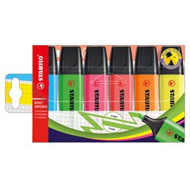 83116 Evidenziatore Boss Original - punta a scalpello - tratto 2 - 5 mm - colori assortiti - Stabilo - busta 6 pezzi