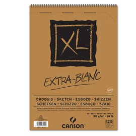 85648 Album spiralato lato corto XL - A3 - 90 gr - 120 fogli - extra white - Canson