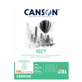 85650 Blocco collato lato corto 1557 - A3 - 180 gr - 30 fogli - Canson