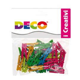 86076 Mollettine mini - in legno - colori neon - 25 mm - Deco - conf. 45 pezzi