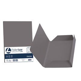86589 Cartellina 3 lembi Luce - 200 gr - A4 - cartoncino bristol - grafite - Favini - conf. 25 pezzi
